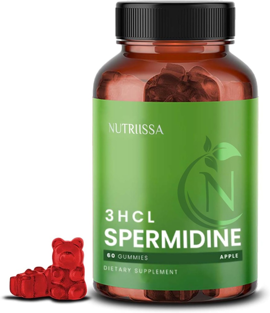 Nutriissa Spermidine Gummys 10mg(99% Spermidine 3HCL) – 细胞健康与长寿支持 – EPEB 纯度与概率认证 – 60 Apple Flawared Vegan Gummys