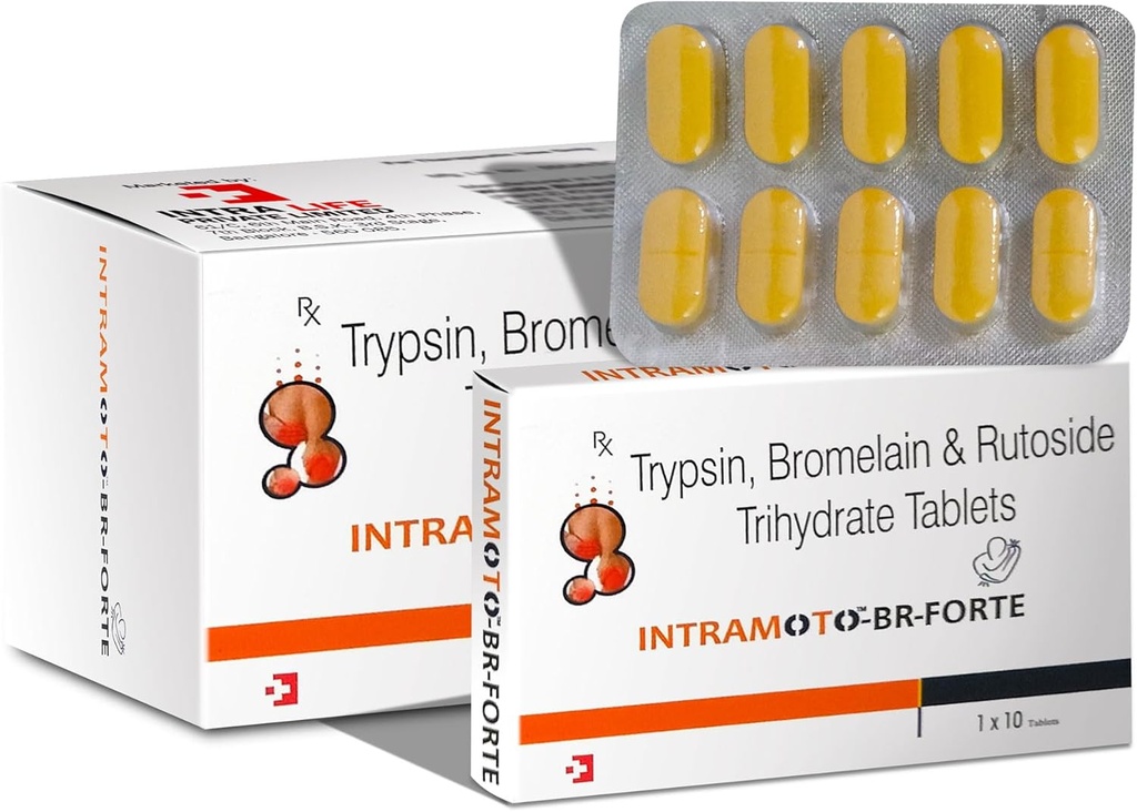 INTRAMOTO-BR-FORTE Trypsin 96mg + Bromelain 180mg + Rutoside 三水合物 200mg