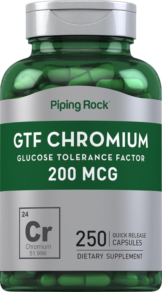 管道摇滚 GTF 铬 200 mcg → 250 capsules → Glucules 容忍因子 补充 → 非 GMO 和 Gluten 自由