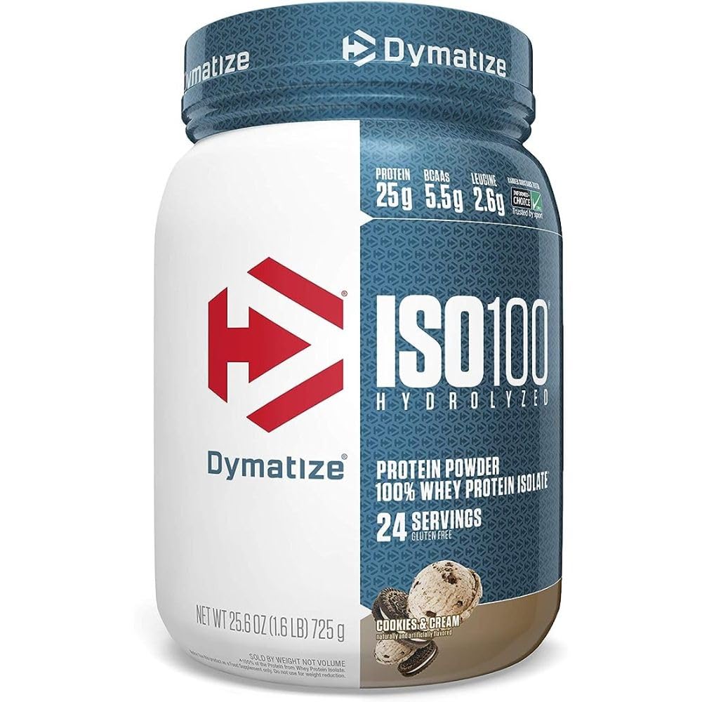 将ISO100水解蛋白粉,100%Whey 隔离蛋白,25g of 蛋白,5.5g BCAAs,Gluten Free,快消毒,易消化,饼干和奶油,1.6英镑