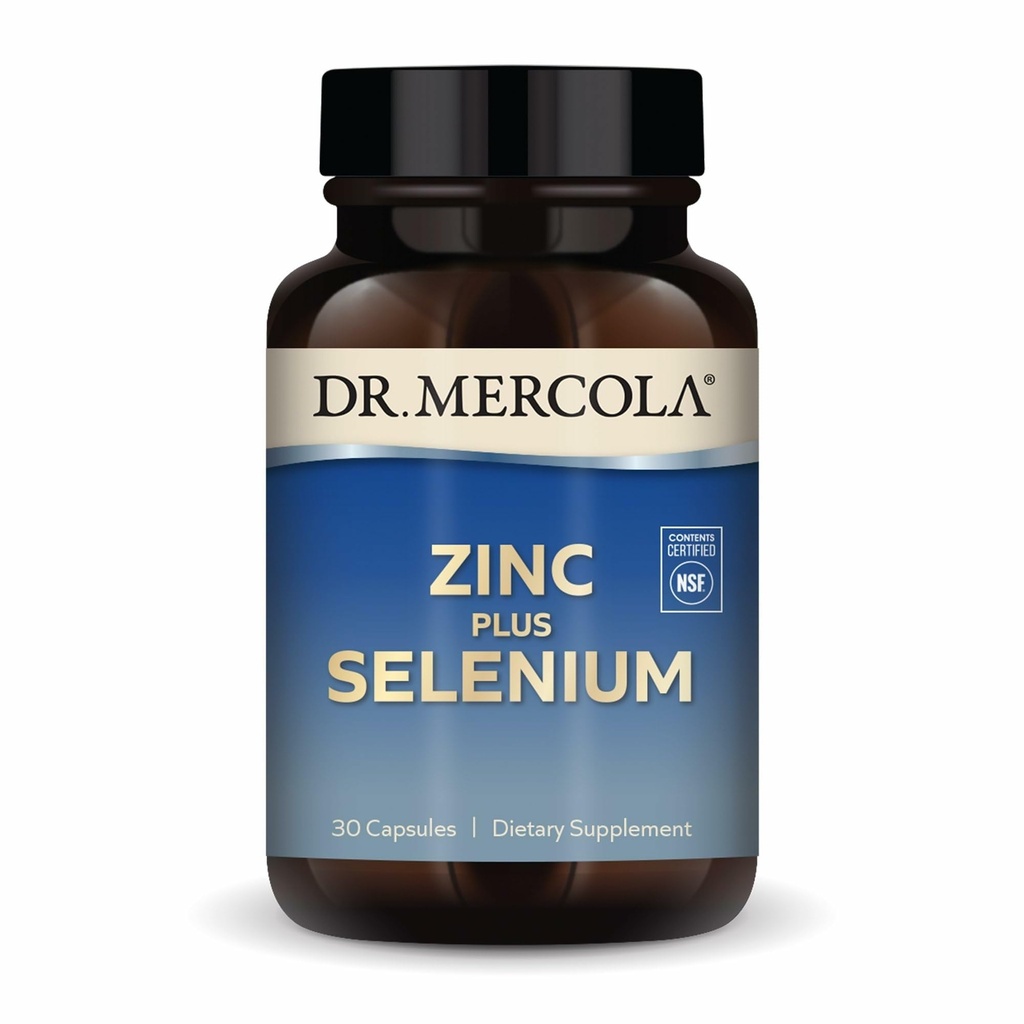 Mercola Zinc Plus Selenium博士 -- -- 矿物混合剂补充剂 -- -- 用于免疫、脑和呼吸辅助剂 -- -- 含锌Glycnate Chelate和铜 -- -- 无转基因和无胶 -- -- 30个卡普尔(30个服务)