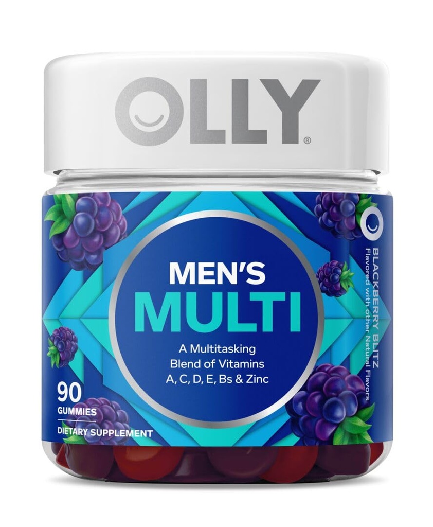 OLLY Laser Focus Gummy, Ginseng, Alpha GPC, B Vitamins, 36 Count & Men's Multivitamin Gummy, Vitamins A C D E B, Zinc, 90 Count