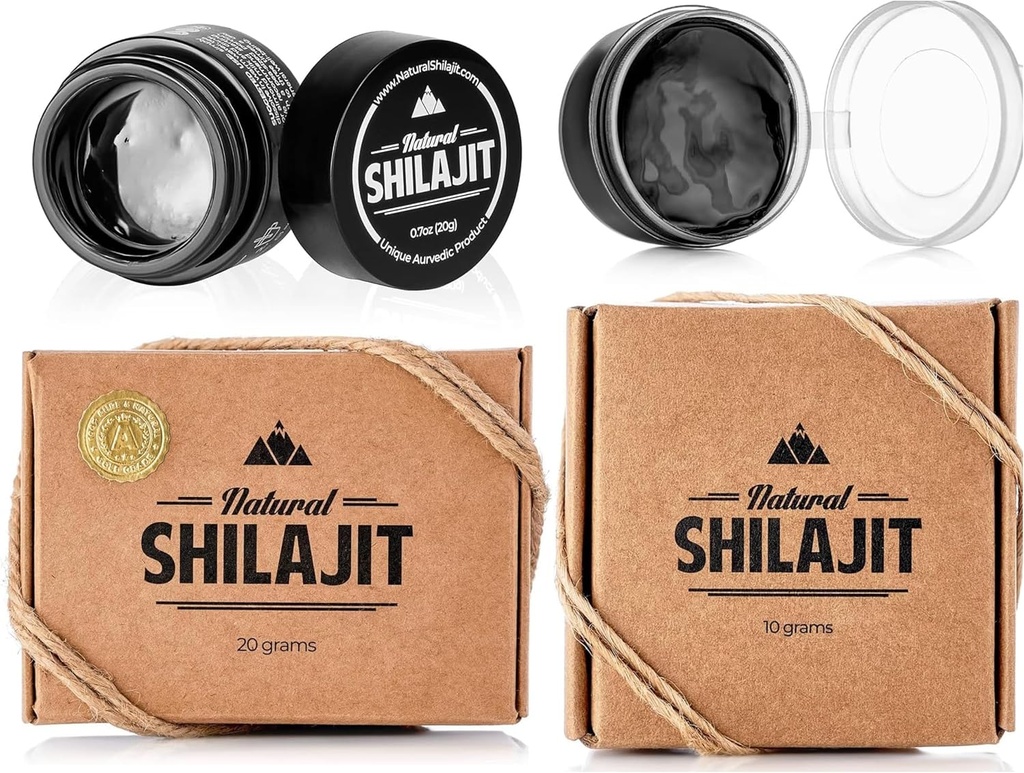 NATURAL SHILAJIT ResIN - 配有富尔维奇酸和跟踪矿物的Shilajit补充剂、基于植物的能源营养物、免疫支持和生命力 - 20克和10克