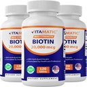 维生素高活性生物素 20000 mcg(20 mg)与Keratin 100mg - 120 植物药片 - 成人健康毛皮和钉子的生物素补充物 (120 个计数(3包))