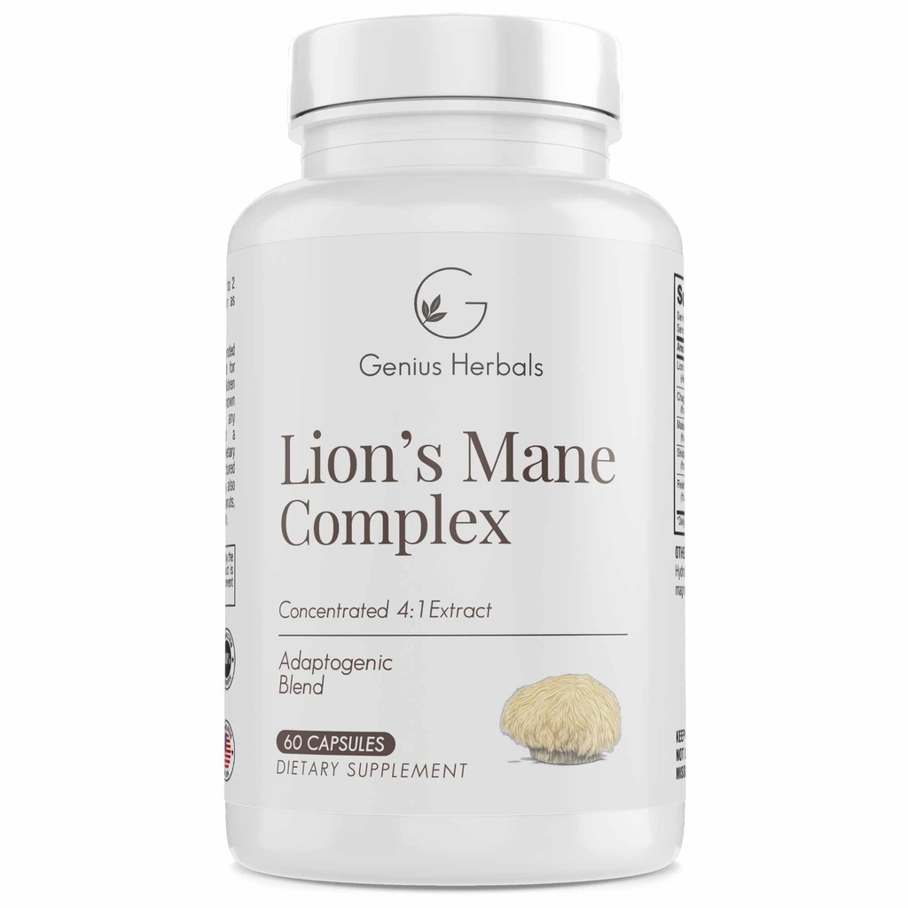 Lions Mane Complex - 聚焦于4:1 脑健康、认知和记忆支持提取器 - 60 Capsules