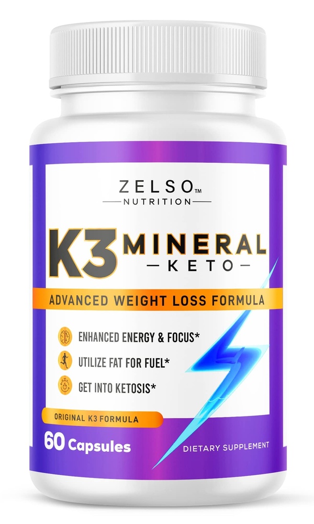 ZELSO K3 Mineral Weight Loss Pills for Women and Men, K3 Mineral Pills - K3 Salt Mineral, Vitamin + K3 Capsules Supplement for Keto Weight Loss - 1 Month Supply