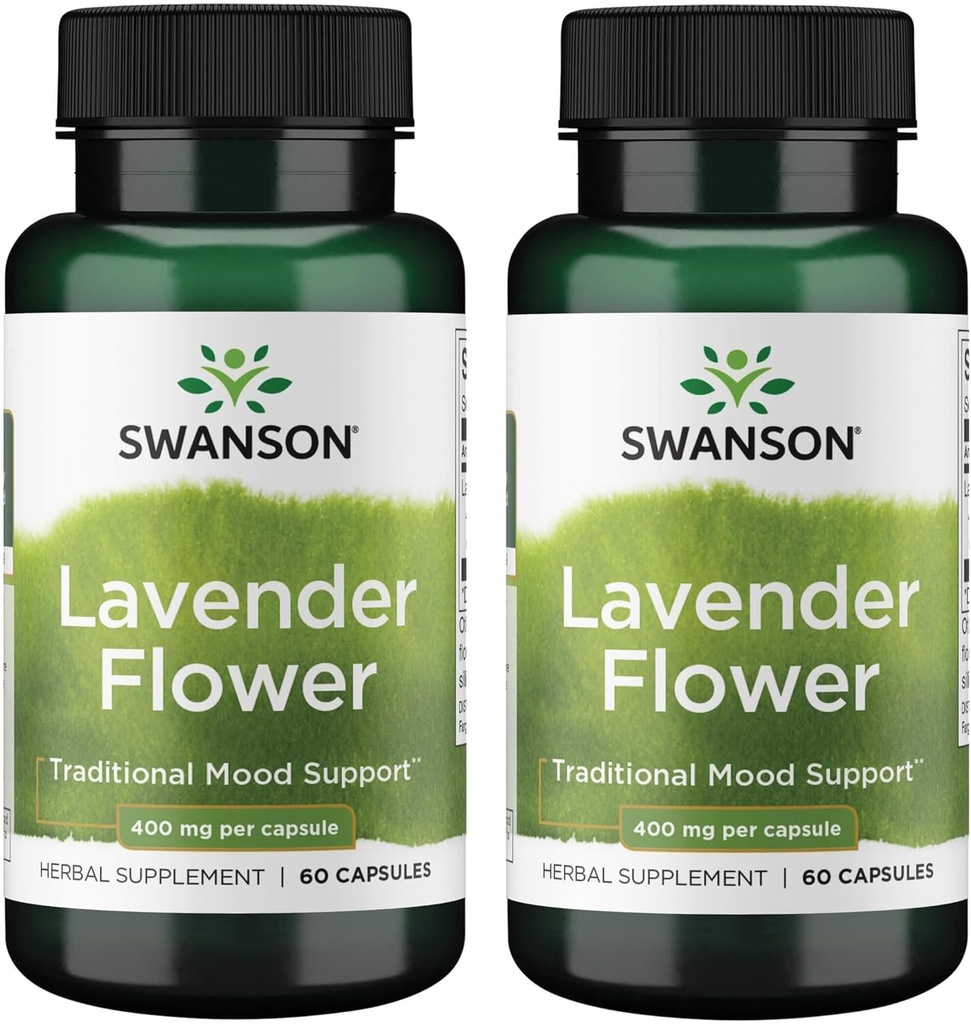 Swanson Lavender Flower -- -- 草药补充剂,促进传统木质支持 -- -- 可能促进放松和稳定神经 -- -- (60卡普尔,每包400毫克) (2包)