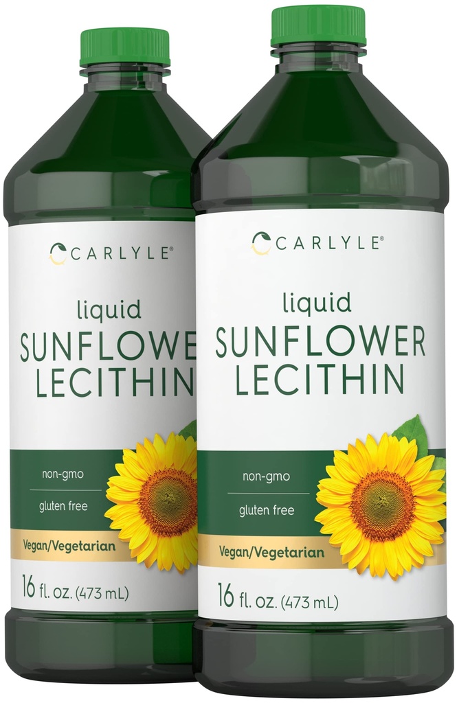 Carlyle Sunflower Lecithin Liquid 16 oz | 2 Pack | Vegan, Vegetarian, Non-GMO, Soy Free, Gluten Free (英语).
