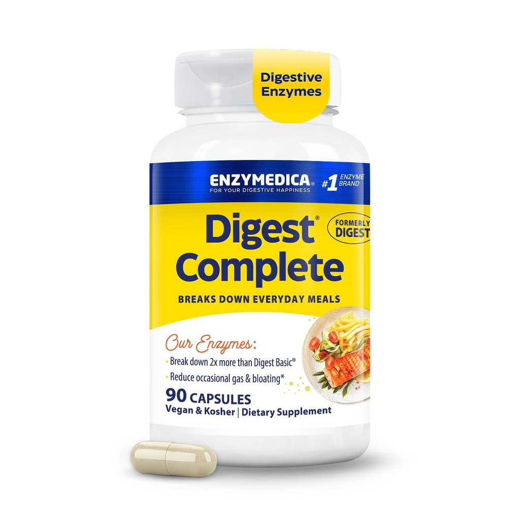 Enzymedica文摘,全程,每日消化酶,提供快活气体和布洛廷救济,90 Counter