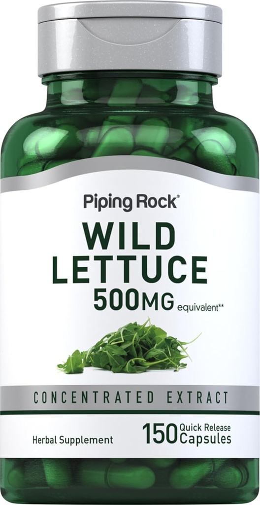 Pipping Rock Wild Lettuce 提取 | 500 mg | 150 Capsules | 集中草药补充 | 非转基因生物, Gluten Free