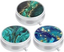 3 Pack Pill Box, Purse & Pocket小药箱,Cute Medicine 组织者旅行 Pillbox,便携式 Pill容器持有者持有维生素,药剂,鱼油和补充品,Teal Ocean Marble