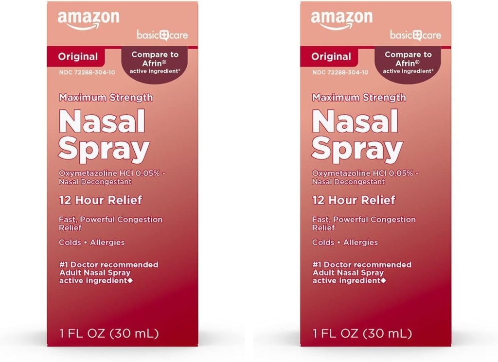 基本护理 12小时鼻喷、Oxymetazoline HCl溶液、消化、冷药和过敏药、解毒剂、1 Fl Oz(包2)