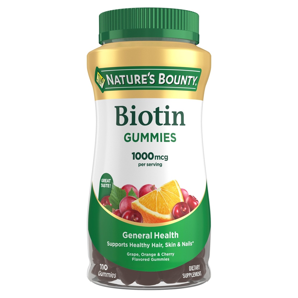 (原始内容存档于2017-09-29). Nature's Bounty Biotin Gummy, Vitamin Supplement, 支持健康头发,皮肤,和钉子,水果火焰古米, 1000 mcg, 110 Count