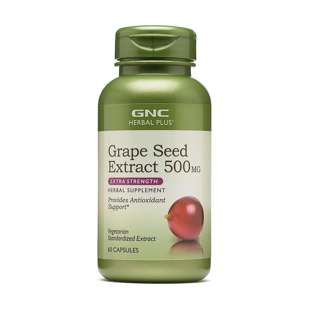 GNC 草药加葡萄 种子摘录 500 mg 补充剂、额外力量、蔬菜、60种服务
