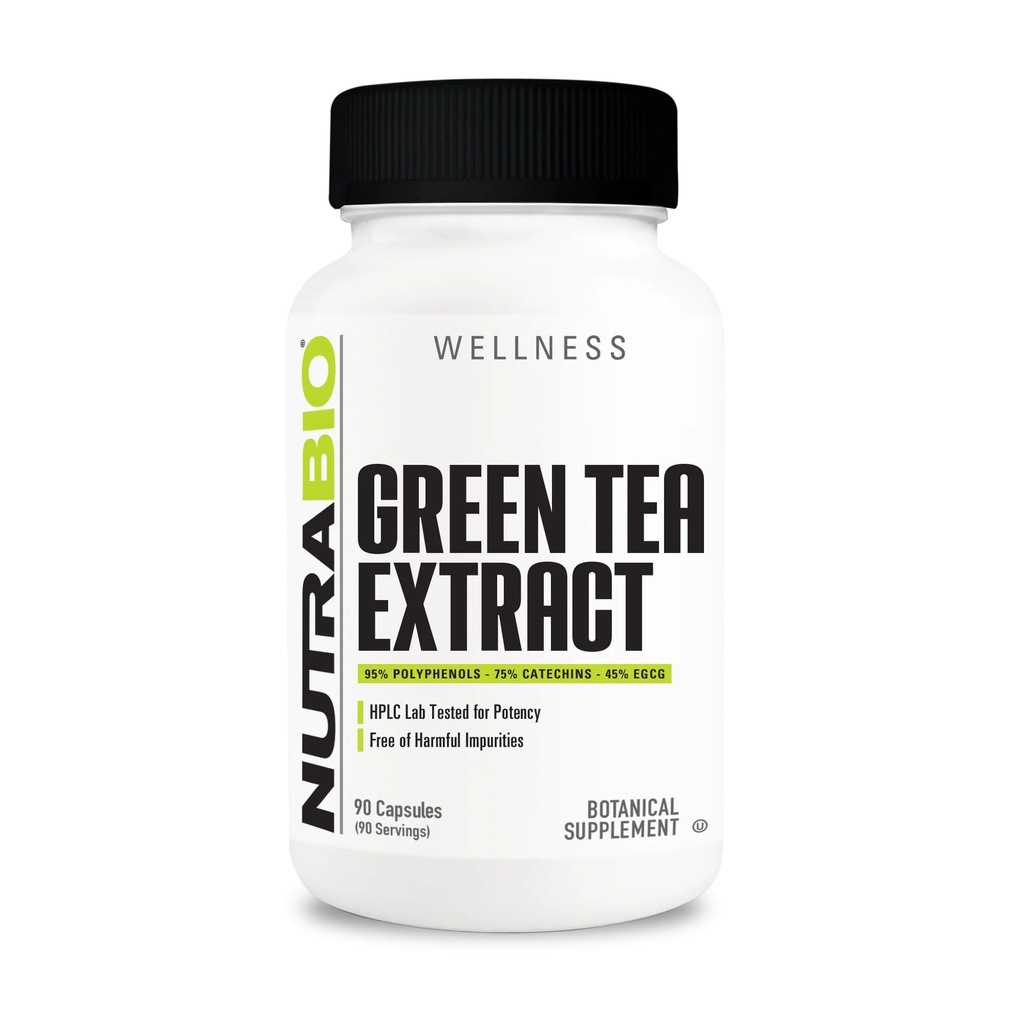 NutraBio Green Tea提取,添加抗氧化剂福利,帮助整体健康和福祉,500毫克-90卡普勒