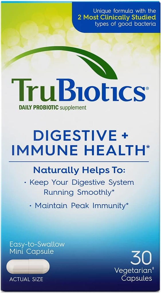 TruBiotics Daily Probiotic, 30 Capsules - Gluten Free, Soy Free Digestive + 男女免疫健康支助补编(新视).