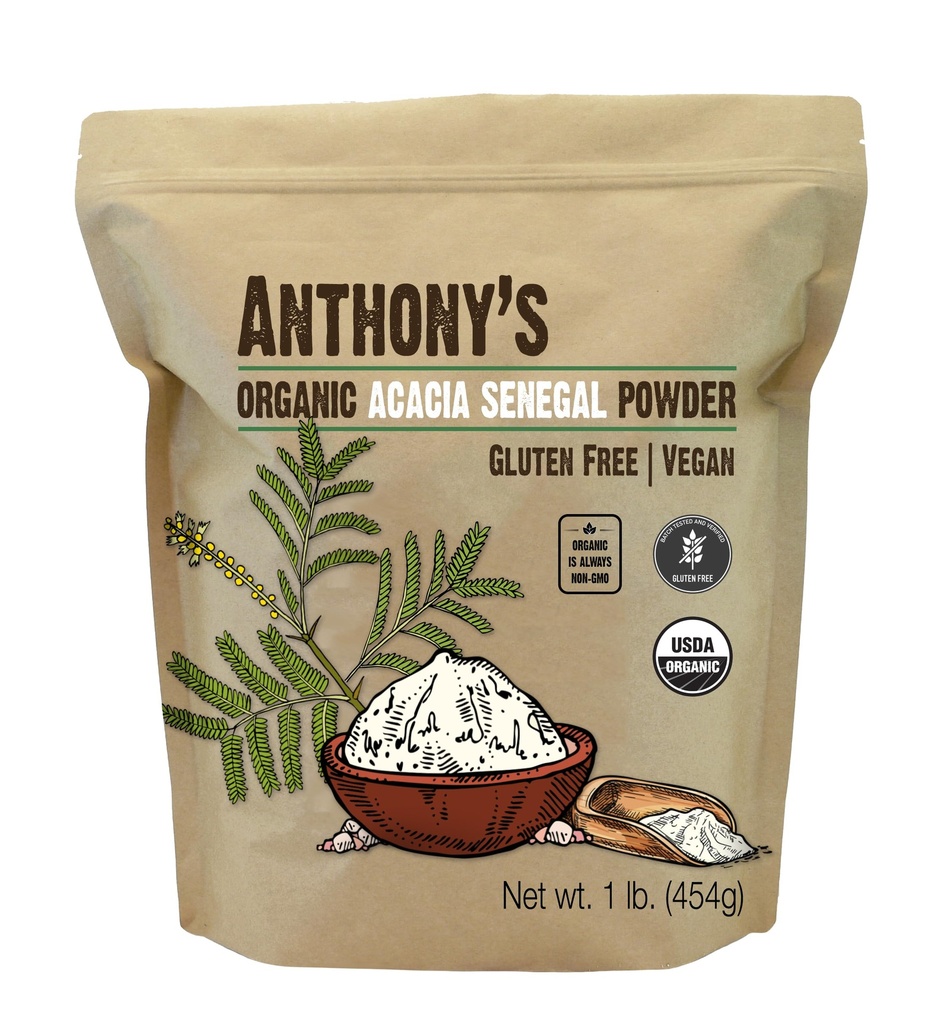 Anthony's Organization Acacia 塞内加尔粉, 1磅, 批量试验的Gluten Free, 非转基因生物, 可溶性纤维,预生
