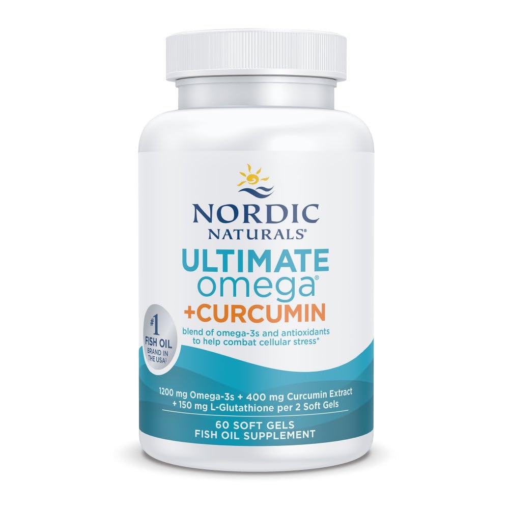 北欧自然Omega Crucumin,柠檬 - 60 软宝石 - 1200 mg Omega-3 + 400 mg 优化Crucumin - 战斗细胞应激 - 非GMO - 30 服务