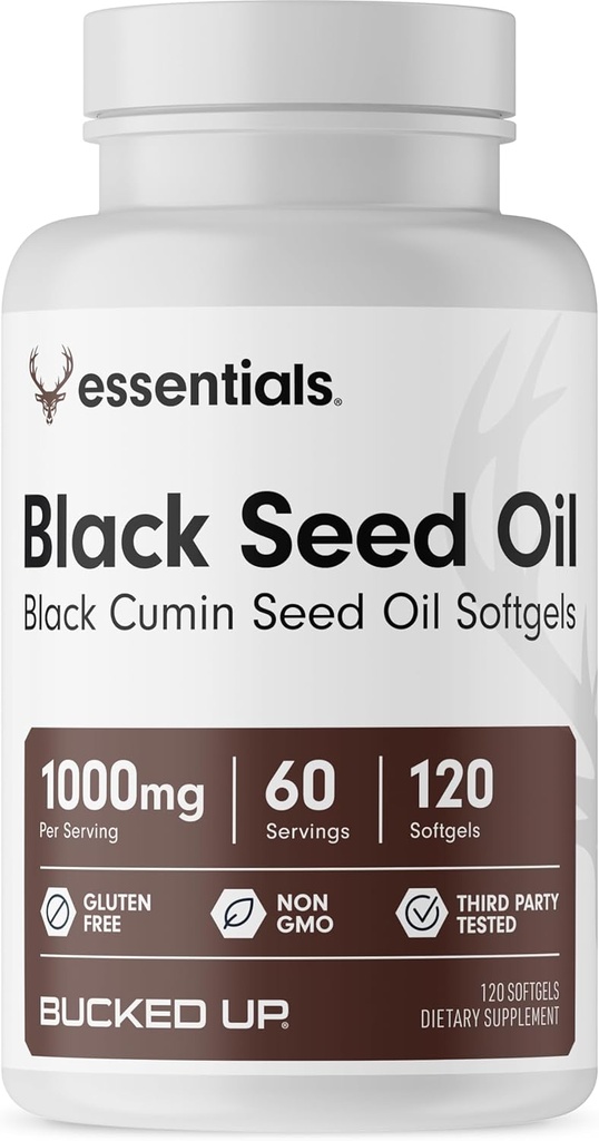 Bucked Up Black Seed Oil 1000 mg Pervice (黑色库明种子 Oil) 基本必需品(60 services, 120 Softgels)