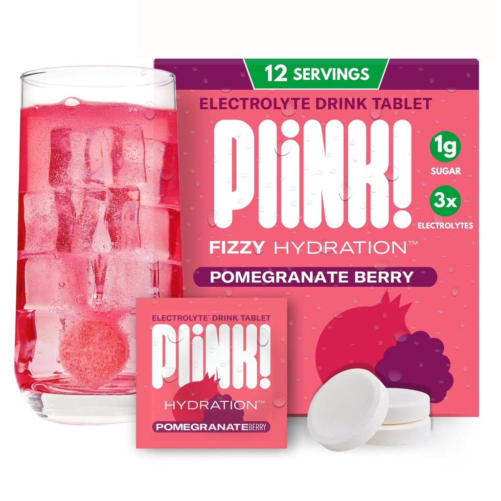 闪烁! Fizzy Electrolyte Tables for Adults & Kids – Pomegrant Berry, 12ct – Family – 亲家每日水利 – 低糖, Vegan, Keto 友好,非GMO