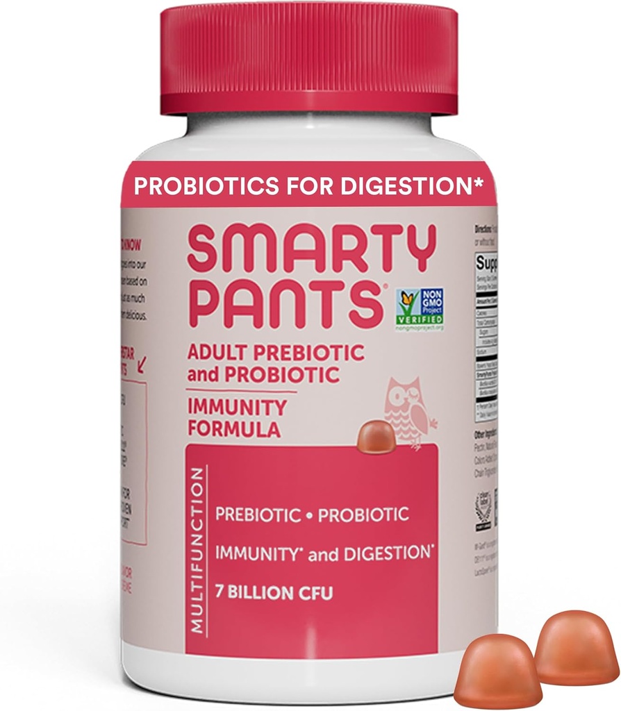 SmartyPants 成人营养素和营养素促进消化健康:营养素健康补充,临床研究免疫支持的营养素,草莓,60 Counter(30天供应)