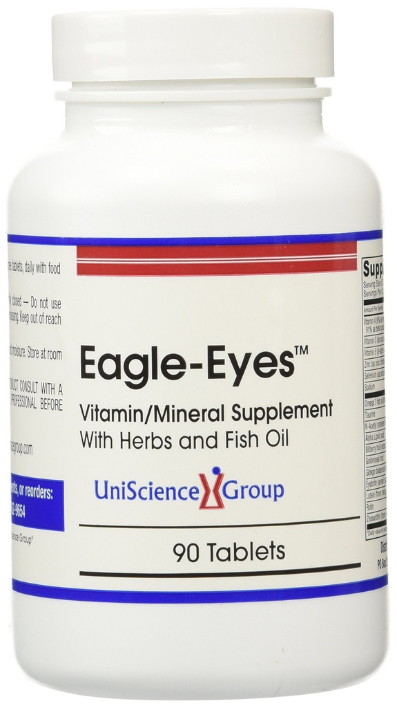 Eagle-Eyes、Omega 3鱼油500毫克、Lutein、Zeaxanthin、Bilberry水果提取、维生素A、C、E、锌、NAC、Taurine、90片