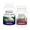 Host Defence Bundle with Lion's Mane Capsules, 120 Counter & Turkey Tail Capsules, 30 Counter - 支持脑健康,记忆和焦点 - 支持消化和免疫健康*