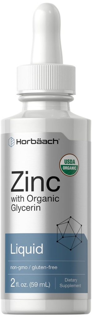 Horbäach液态锌滴 | 2 Oz | 与有机甘油   Ve 蔬菜,非GMO,Gluten免费补充