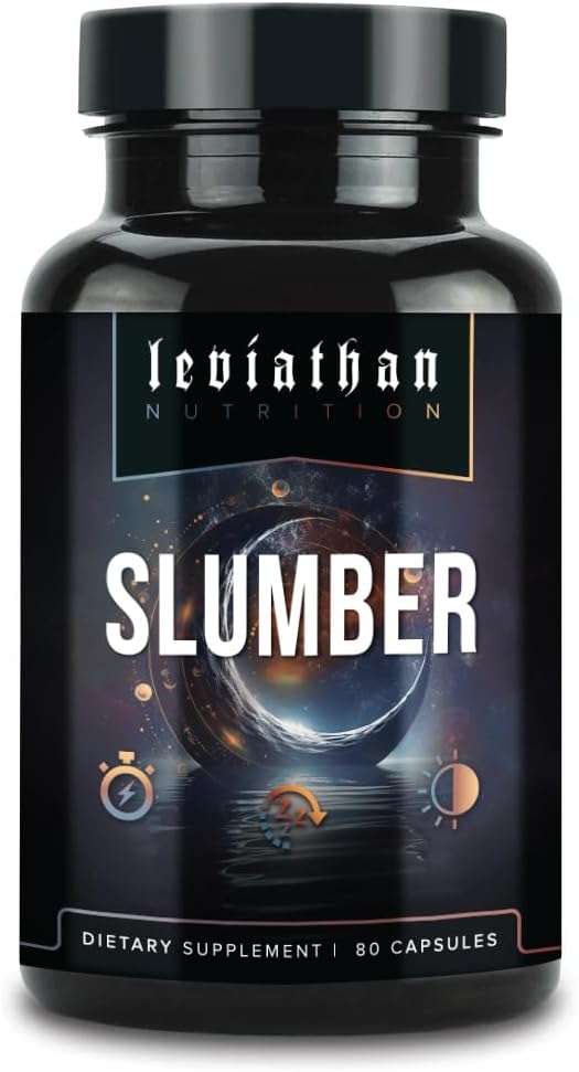 Leviathan Slebanber QQ 睡眠援助GABA 深睡和平静 与梅拉托宁, 镁, L-Theanine, 5-HTP, Zinc, Magnolia, Valerian Root for Sleeping Pills for 成年男女的睡眠药丸