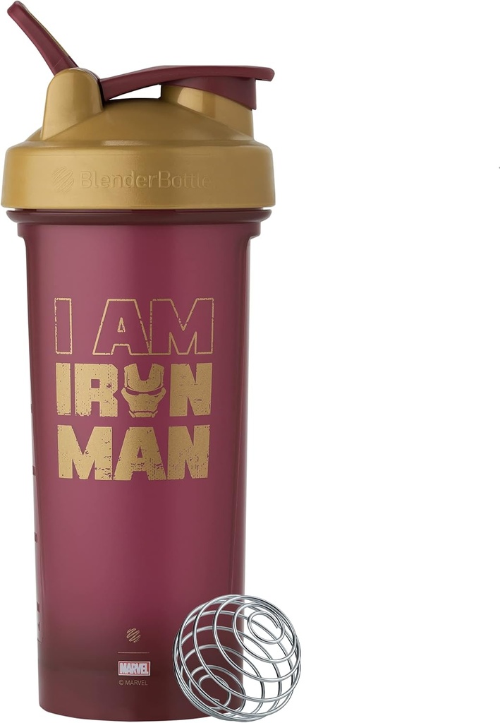 BlenderBottle Marvel Classic V2 摇摆瓶 完美为蛋白质摇摆和预选工作,28-Ounce,铁人