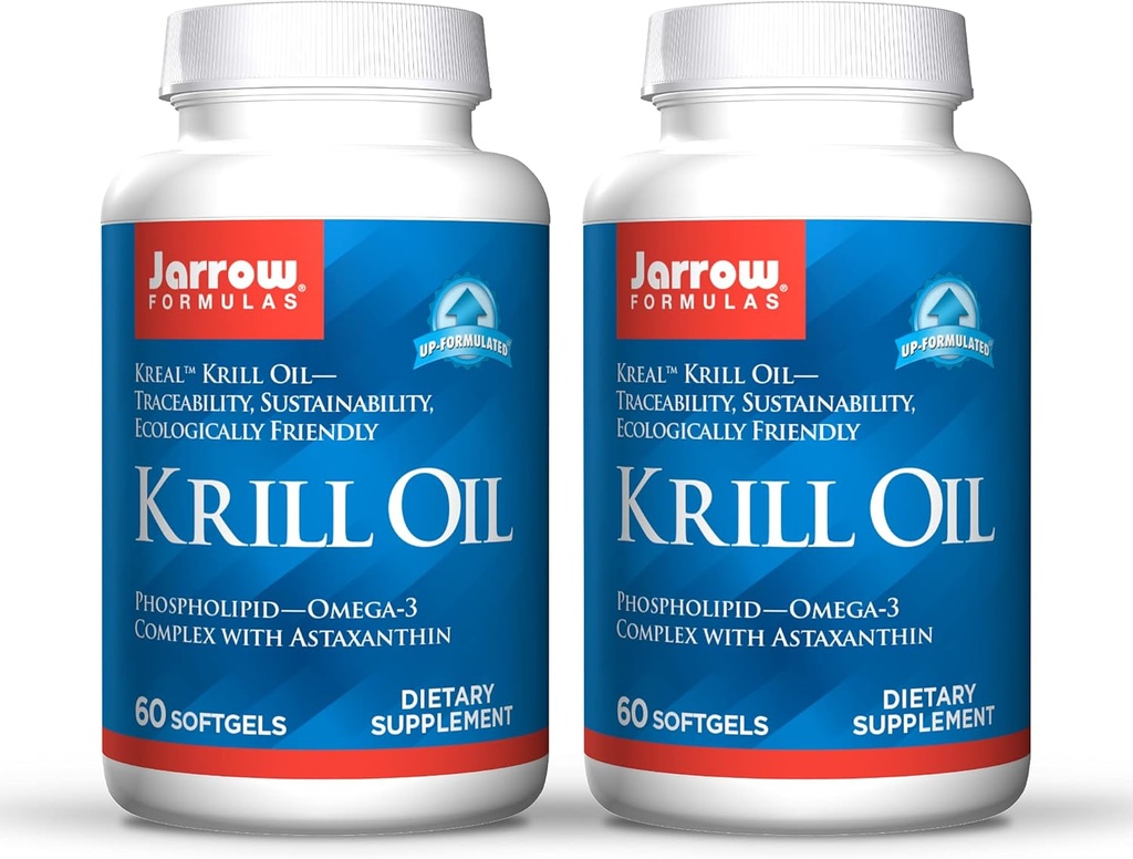Jarrow Formats Krill Oil - 60 Softgels - 磷脂 Omega-3 配有 Astaxanthin 的复合体 - 可能支持 Lipid 管理,脑功能和代谢 - 30 services