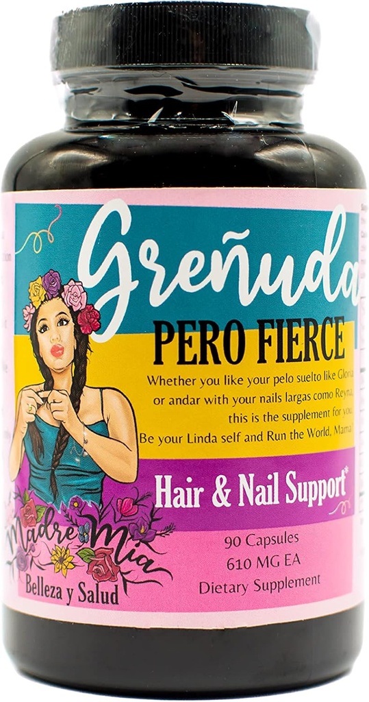 Grenuda Pero Fierce - 头发和钉子支持 - Burdock Root, 马尾, Stinging Nettle, Ginko Leaf, Biotin - 30天供应 90 Capsules, 650MG 每个