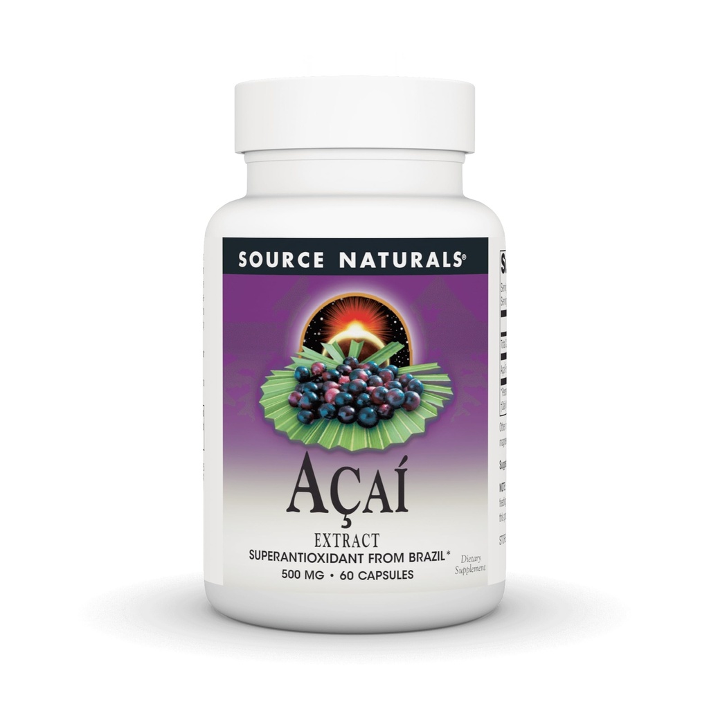 来自巴西的超抗氧化剂Naturals Acai提取物* - 500 Mg - 60 Capsules