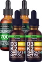 NUSAVA 不受欢迎的 D3 K2 滴水和氯脂液体滴水箱 - 用于心脏、联合、能源、和免疫支持的强力液体维生素 - 非GMO、Gluten-Free,每桶2pk