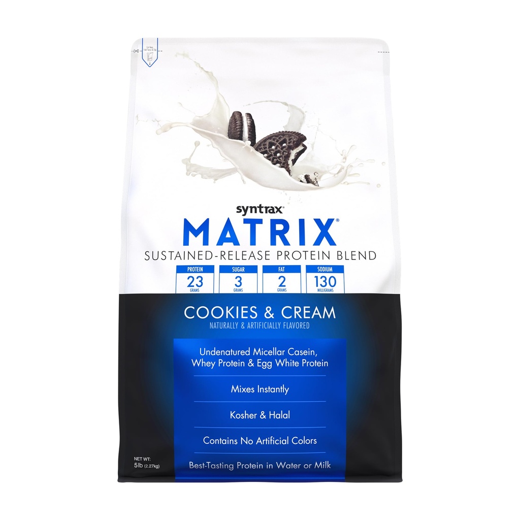 Syntrax 营养矩阵 - 持续释放蛋白混合剂, Cookies & Cream 5 lbs. Real Cookie Piecs