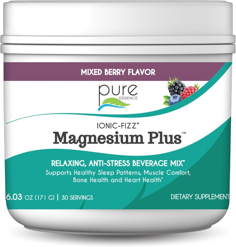 纯酶实验室 Ionic Fizz Magnesium Plus, Anti-Stress Supplement drink Power, Gluten Free and N-GMO Magnesium Power (Mixed Berry, 6.03 Ounce (Pack of 1)) 抗压力补充剂 消毒药 消毒药 消毒药