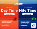 ValuMeds Cold & Flus 多音节缓解摄入,头痛,喉痛,疼痛和疼痛,Fever QQ Acetaminophen(日间和夜间,72个计数)