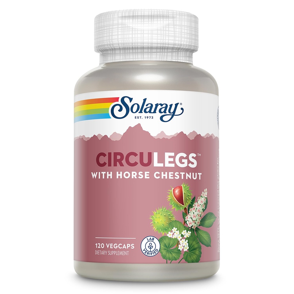 SOLARAY CircuLegs 与马栗抽取,Gotu Kola,屠夫的扫帚,以及更多,循环和蔬菜支持健康腿,60天保障,实验室验证(60 Servi,120 Veg Caps)