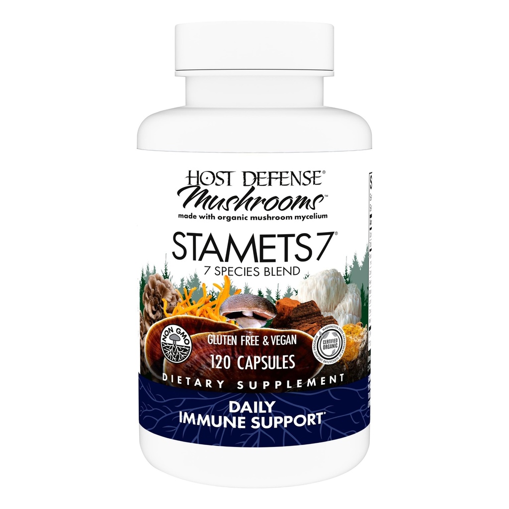 主机Defense Stamets 7-7 物种 Blend - 支持免疫的蘑菇补充剂 - 包括皇家太阳Blazei, Cordyceps, Reishi, Maitake, Lion's Mane, Chaga & Mesima - 120 Capsules (60名服务员)*