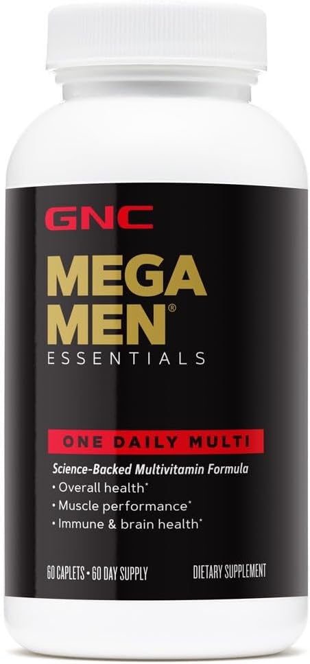 GNC Mega Men Basics One Daily multivitamin 支持整体健康和肌肉性能 QQ 60 计数