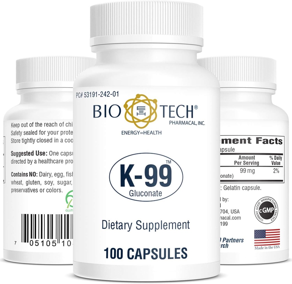 生物-技术药用钾营养补充剂(K-99 Gluconate,100 Counter)