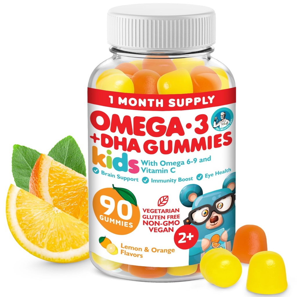 DR. MORITZ Vegan Omega 3 为孩子和托德勒斯(90个伯爵),Omega 3 为大脑和心脏健康,无鱼油和无葡萄酒
