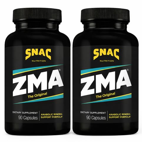 SNAC ZMA The Original Sleep & Recovery Supplement - Supports Muscle Recovery, Restful Sleep, Relaxation, Stress Relief and Immune Support with Magnesium, Zinc & Vitamin B6, 90 Veggie Capsules, 2 Pack