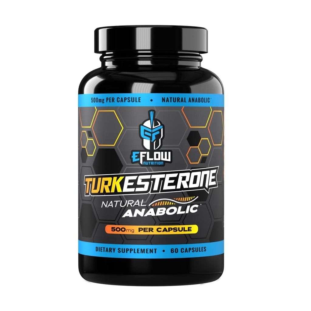 eFlow Nature Turkesterone Supplement for Men [最高纯度] + Cyclodexrin for High Absociation - 增加Stamina, 精益肌肉生长和复苏, 靴子驱动 - 第三方测试(60 Capsules)
