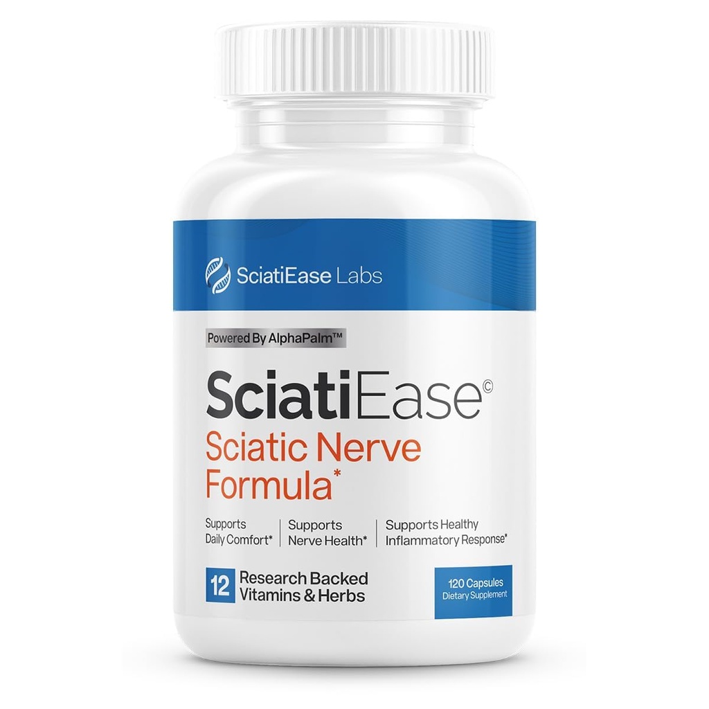 SciatiEase Sciatic Nerve 健康支持补充 - Nerve 支持公式,配有 AlphaPalm, Pea,维生素B 复合体, Alpha Lipoic Acid 300mg - 120 Capsules