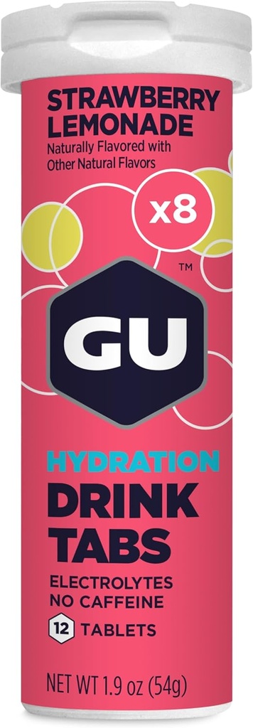 GU 能量水解 电解质 饮料 增强耐力 运动 饮料用于跑步,自行车,Triathlon,草莓柠檬汁,8-Count(96架)