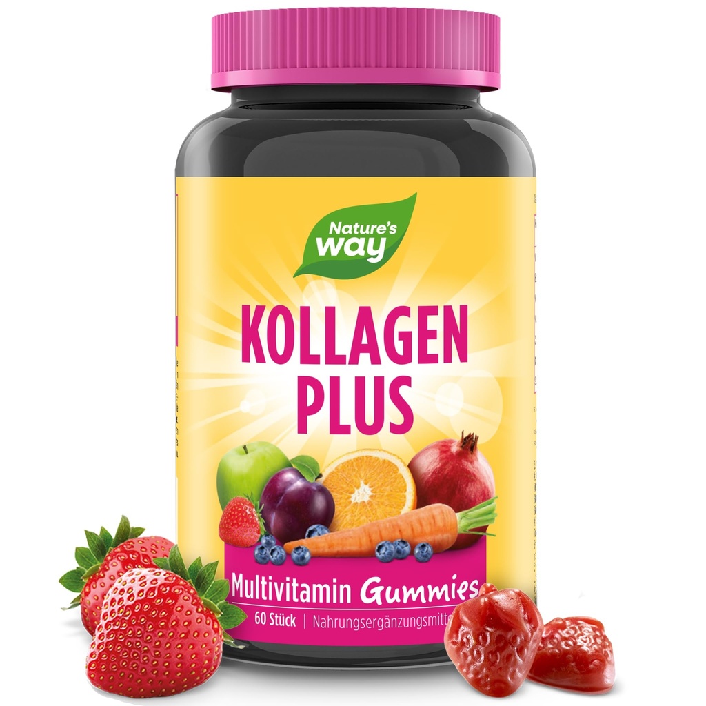 自然之道还活着! 毛发、皮肤和钉子、精液、美容配方*,配有Collagen、Biotin、维生素C & E、草莓火焰、60古米