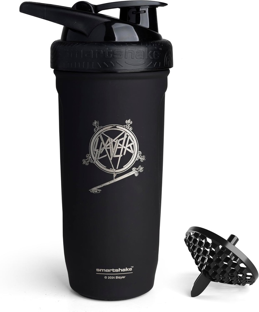 Smartshake Rockband Reforce 无锡 蛋白质沙克瓶900 ml | 30 oz - 防漏螺丝-on Lid - BPA Free - 非绝缘 - Unisex (Slayer, South of Heaven Logo)