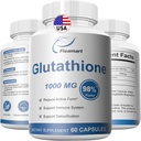 第98号补编 高纯度和生物可用性 - 皮肤护理和戒毒 L-Glutathione 1000mg Immune & Liver Support - 在美国制造 60 Capsules