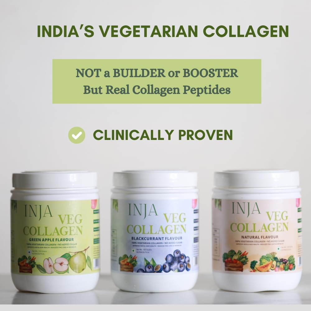 INJA 健康 Veg Collagen 补充女性,男性,100% 蔬菜 Collagen, 只有原始 Veg Collagen 粉, 没有添加糖, 改善皮肤和头发健康, 减少细线和皱纹,